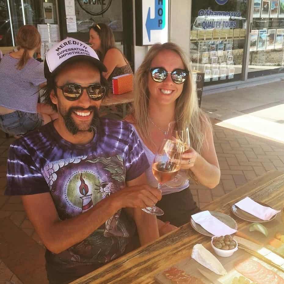 Couple enjoys drinks at Melbourne's pet friendly cafe