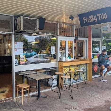 View of Bayside and Peninsula's cafe outdoor seating area