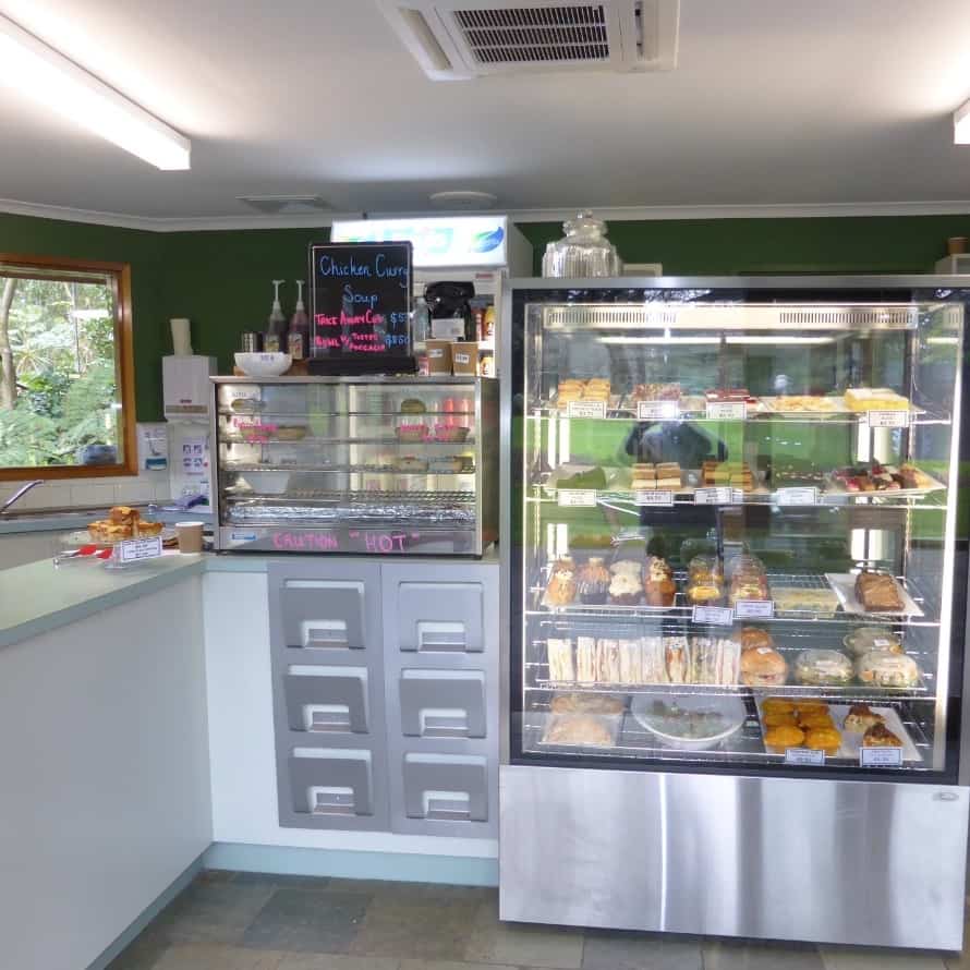 Indoor view of the sweet treats and desserts at a dog friendly cafe in Melbourne