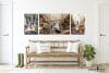 Farmhouse entryway. Wooden bench near white wall. Interior mockup. 3d render.